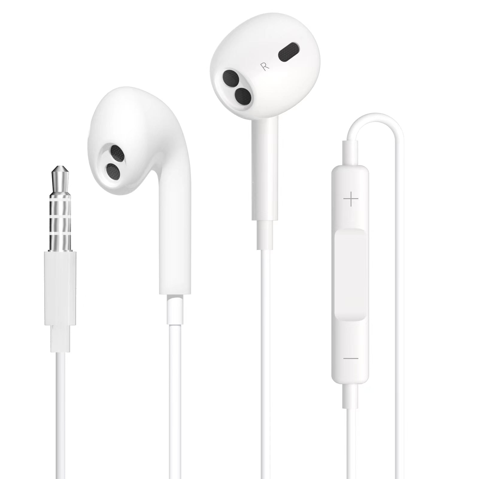 Auriculares con cable Jack 3.5mm blancos sin goma | Cómodos y sonido claro（VEN-DENS EAR005)