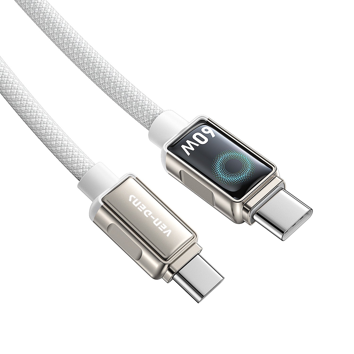 Cable de Carga Rápida 60W con Pantalla LED – USB-C a Type C  (VEN-DENS DC11CC)