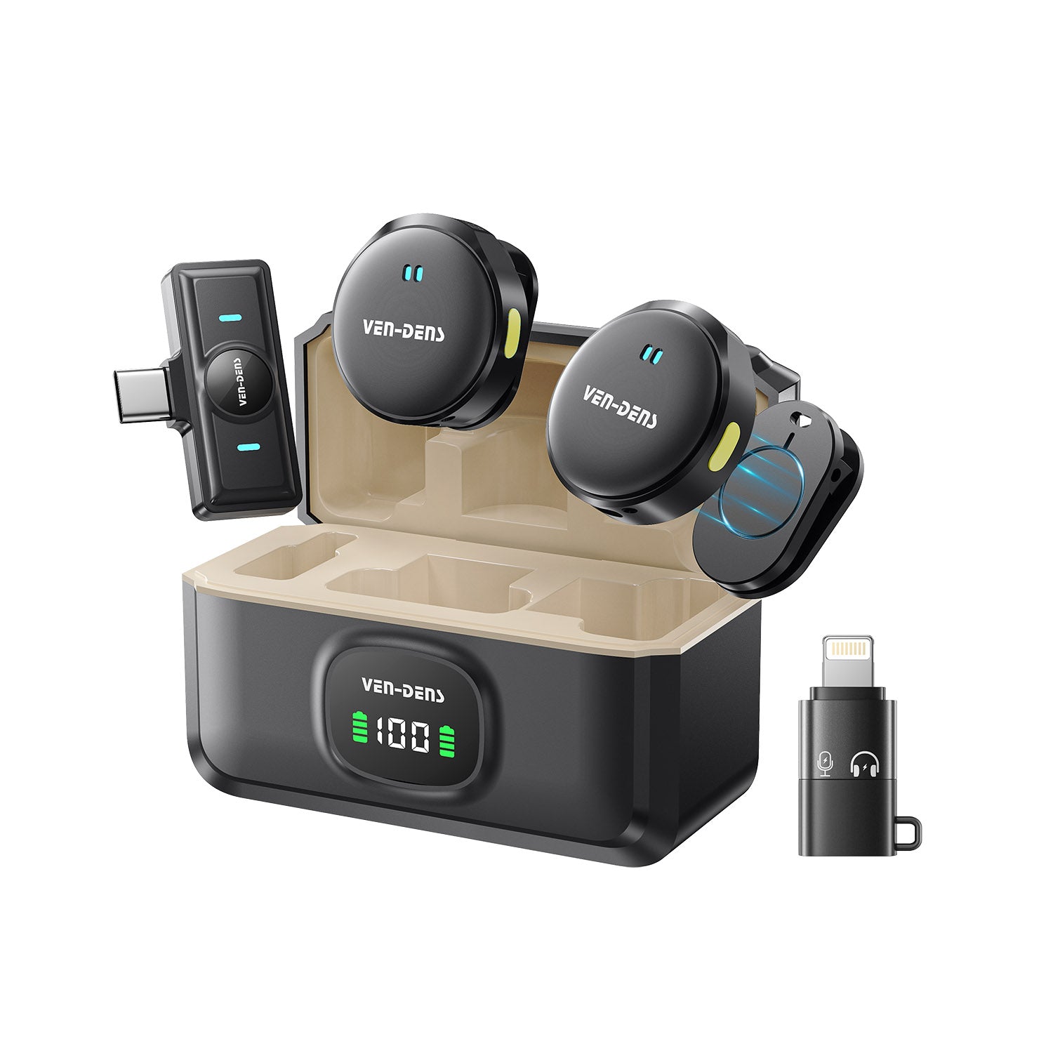 Micrófonos inalámbricos duales Bluetooth 5.2 con cancelación de ruido（VEN-DENS MIC025)
