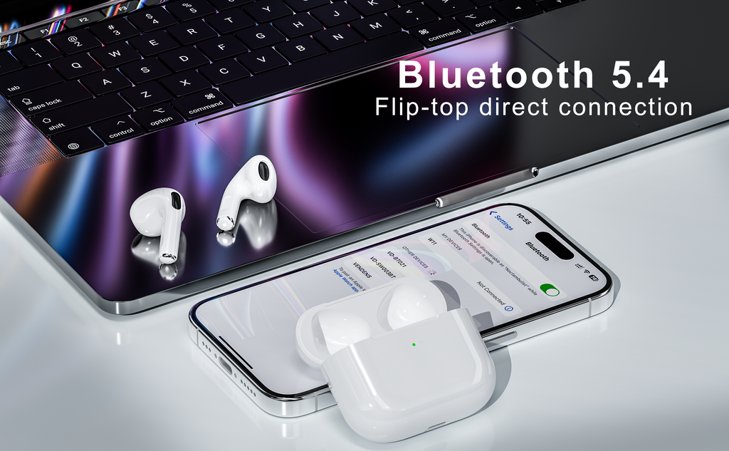 Auriculares Bluetooth blancos tipo AirPods sin goma | Diseño moderno y conexión estable(VEN-DENS BT021)