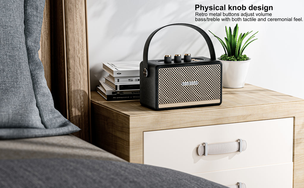 Altavoz portátil estilo retro con Bluetooth 5.3 y sonido potente 10W(VEN-DENS SPK011)