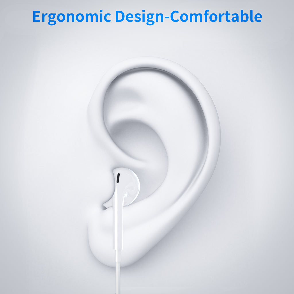 Auriculares con cable Jack 3.5mm blancos sin goma | Cómodos y sonido claro（VEN-DENS EAR005)