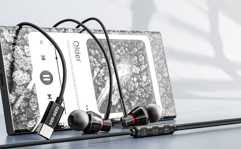 Auriculares Jack 3.5mm negros con goma y metálico | Sonido potente y alta calidad(VEN-DENS EAR021)