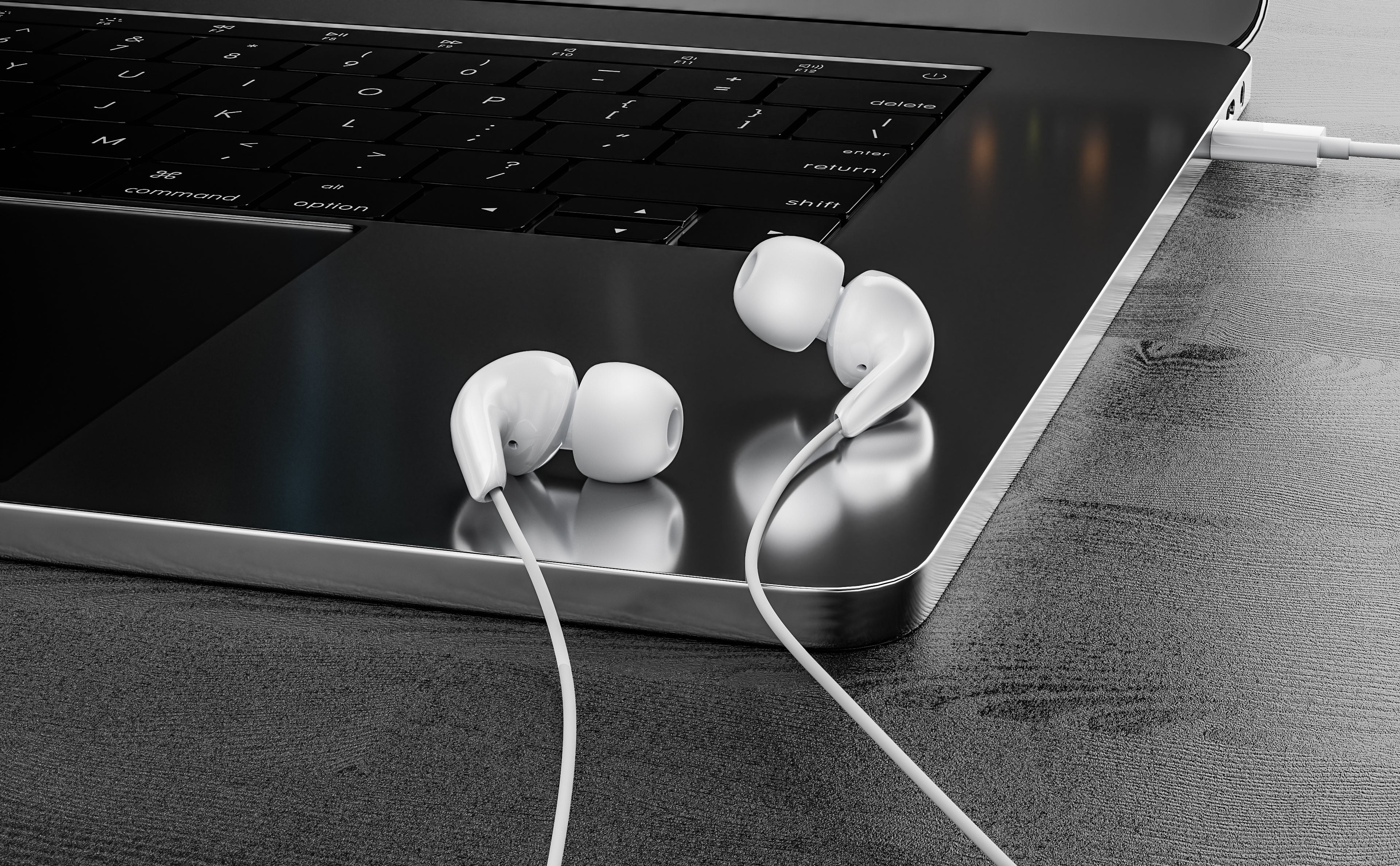 Auriculares USB-C digitales blancos Y negros con goma | In-ear, sonido potente y aislamiento（VEN-DENS EAR008)
