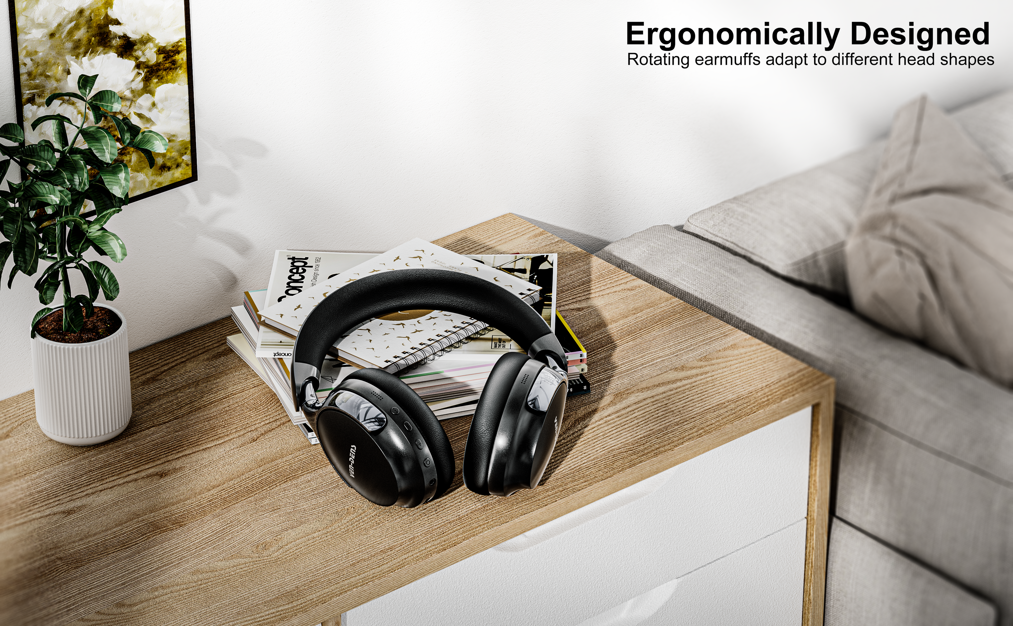 Auriculares Bluetooth de diadema con ANC | Sonido de alta calidad y cancelación de ruido (3 colores)(VEN-DENS HP016)