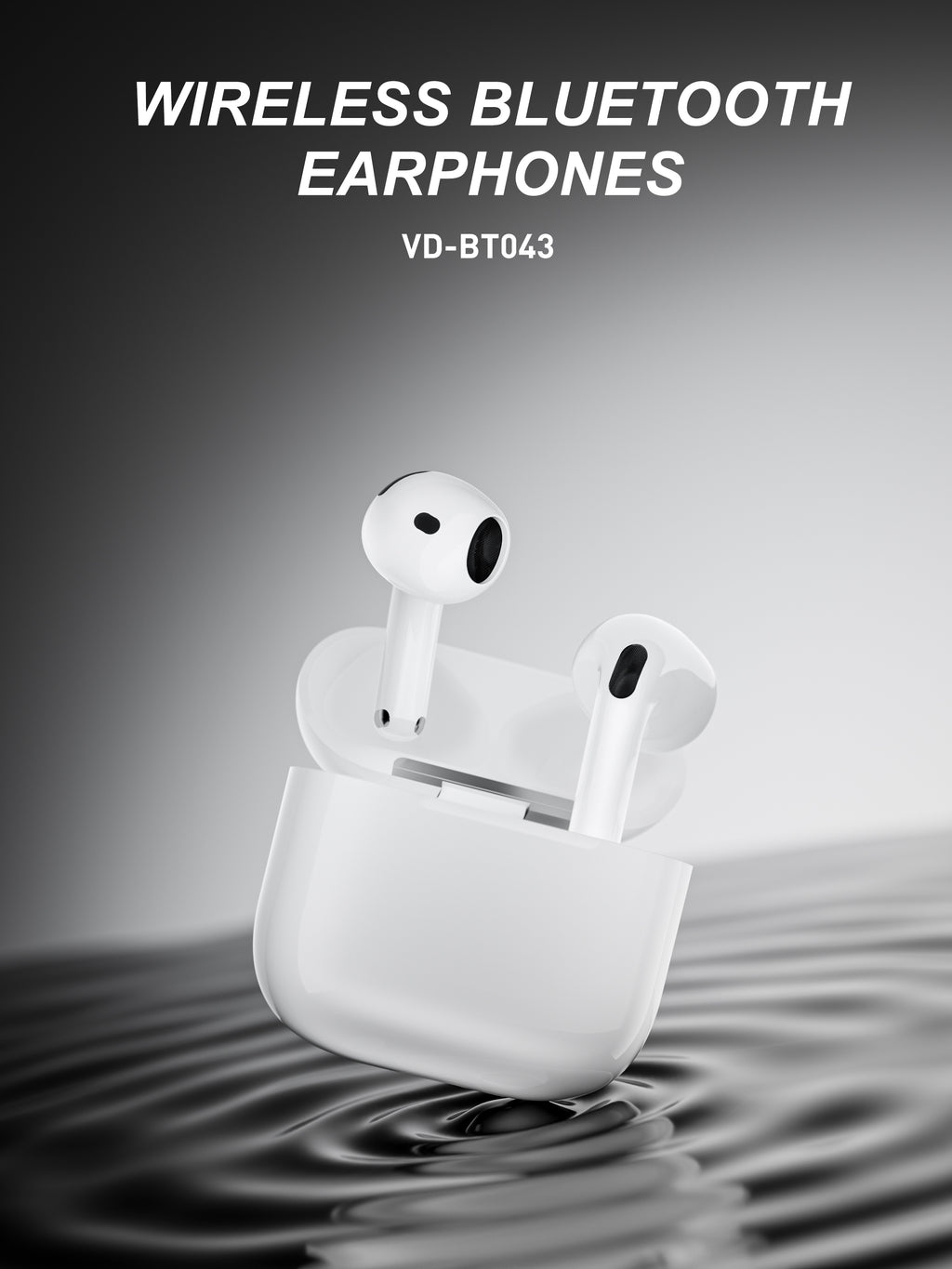 Auriculares Bluetooth blancos tipo AirPods sin goma | Diseño moderno y conexión estable(VEN-DENS BT043)