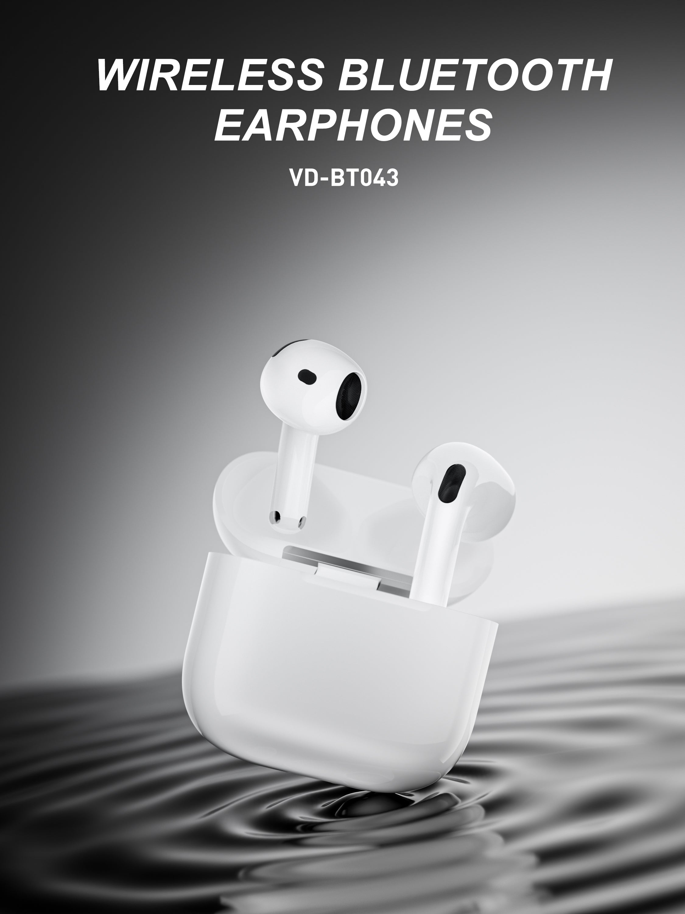 Auriculares Bluetooth blancos tipo AirPods sin goma | Diseño moderno y conexión estable(VEN-DENS BT043)