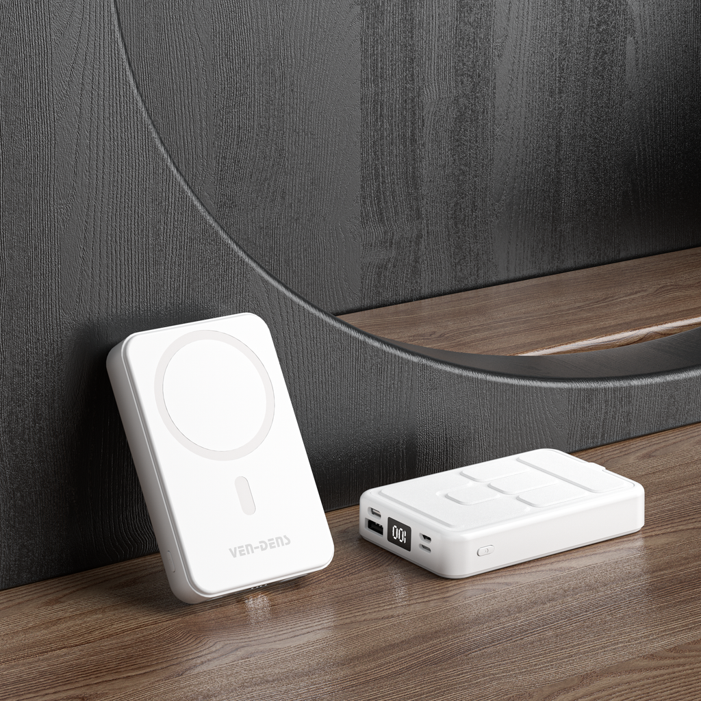 Power Bank Magnético 10000mAh 22.5W + 15W Inalámbrico | Pantalla digital, USB-C, soporte integrado（VEN-DENS PB031)