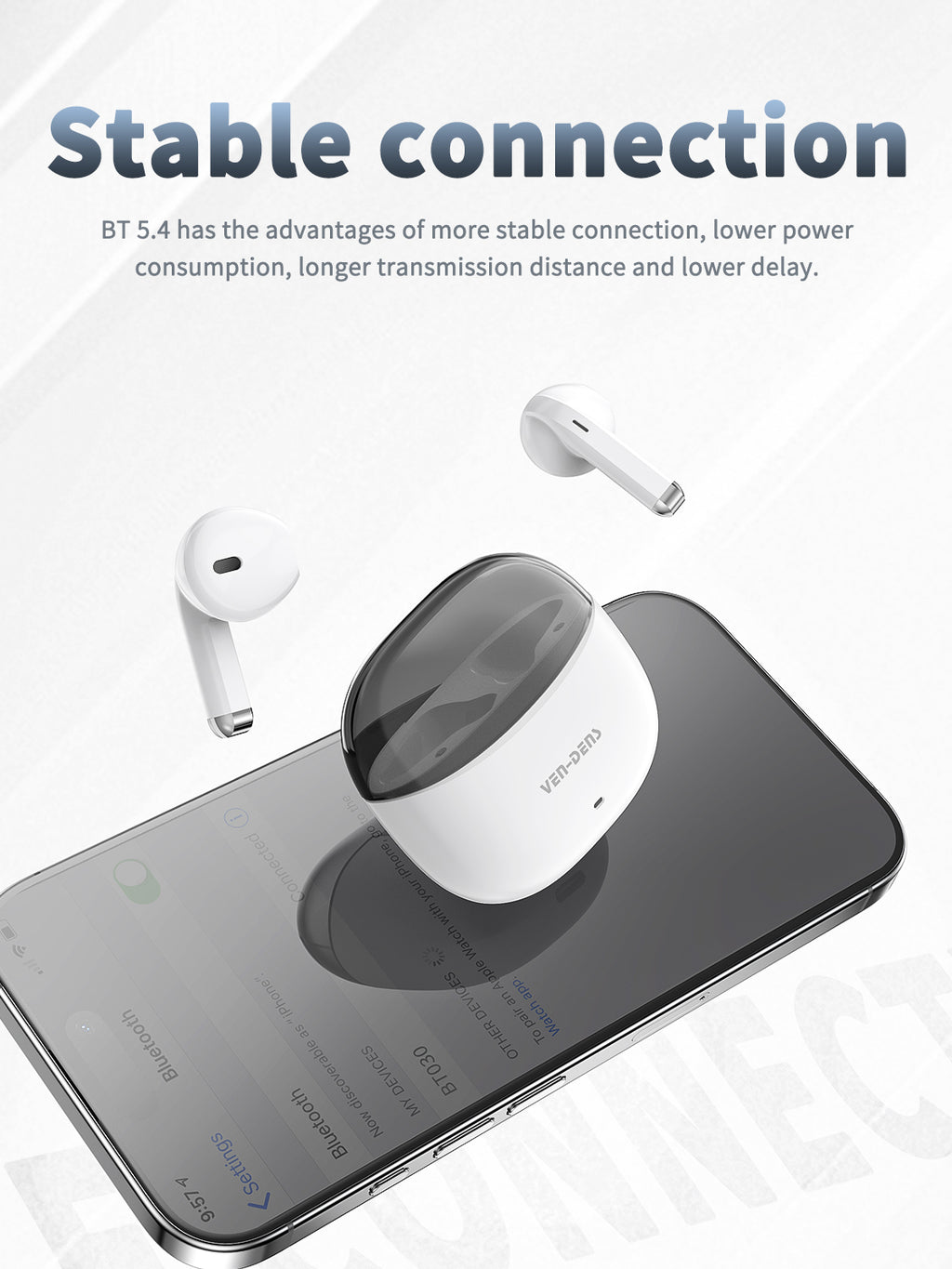 Auriculares inalámbricos Bluetooth estilo AirPods con estuche transparente | 6 colores disponibles（VEN-DENS BT030)