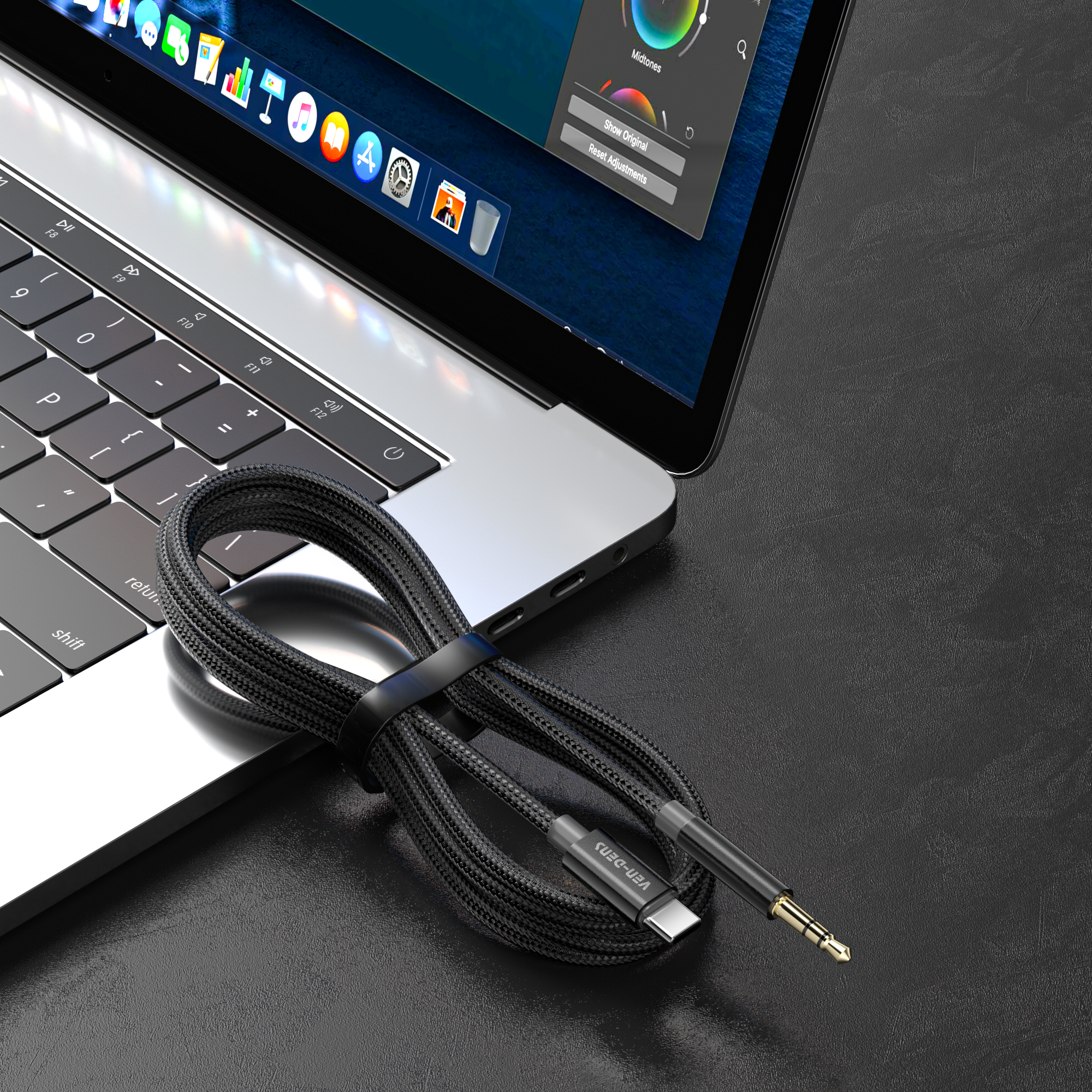 Cable USB-C a 3.5mm AUX 1m aluminio | sonido estéreo alta calidad（VEN-DENS AUX002)
