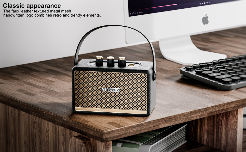 Altavoz portátil estilo retro con Bluetooth 5.3 y sonido potente 10W(VEN-DENS SPK011)