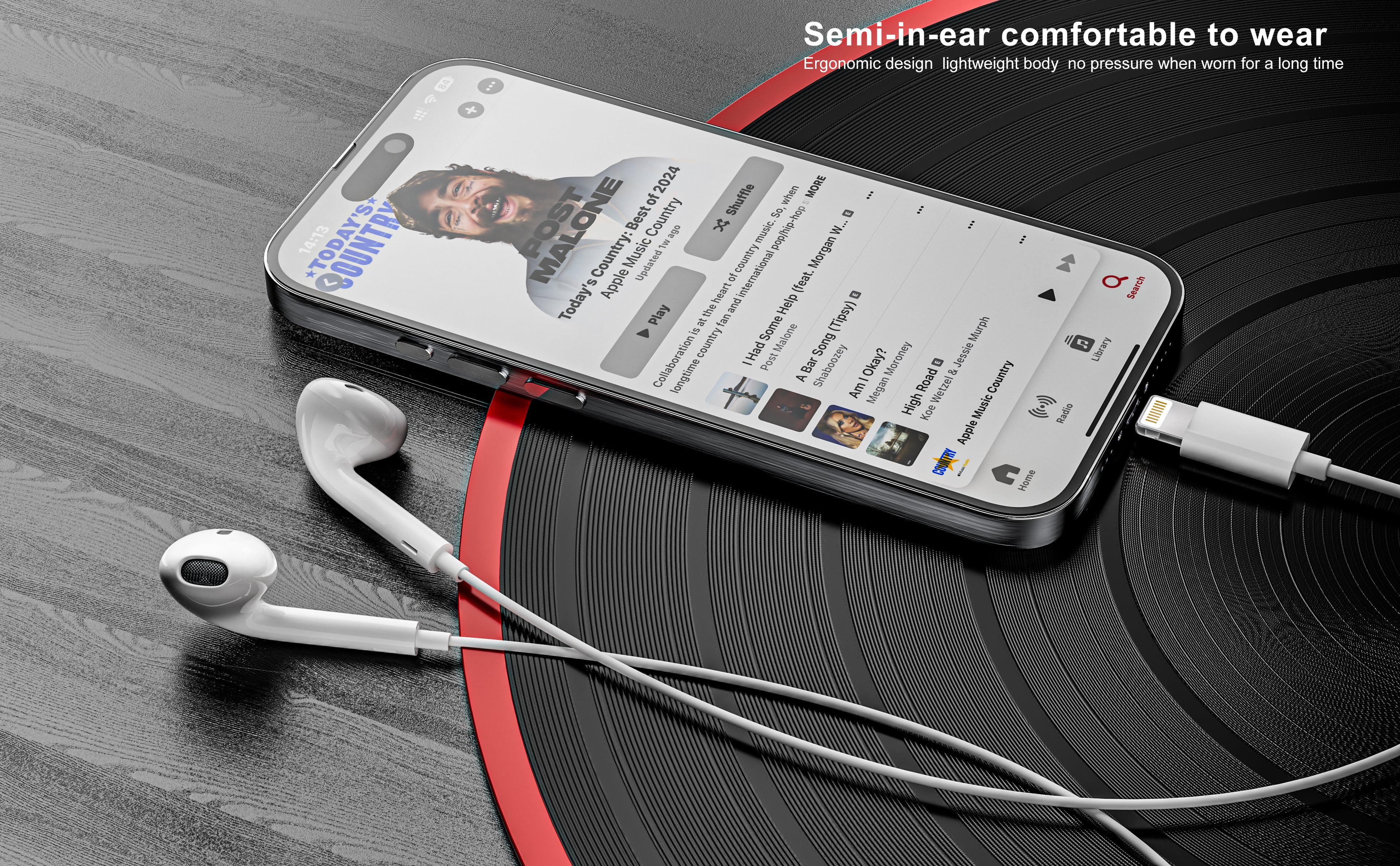 Auriculares con cable Lightning blancos sin Bluetooth| Para iPhone, cómodos y sin goma(VEN-DENS EAR025)