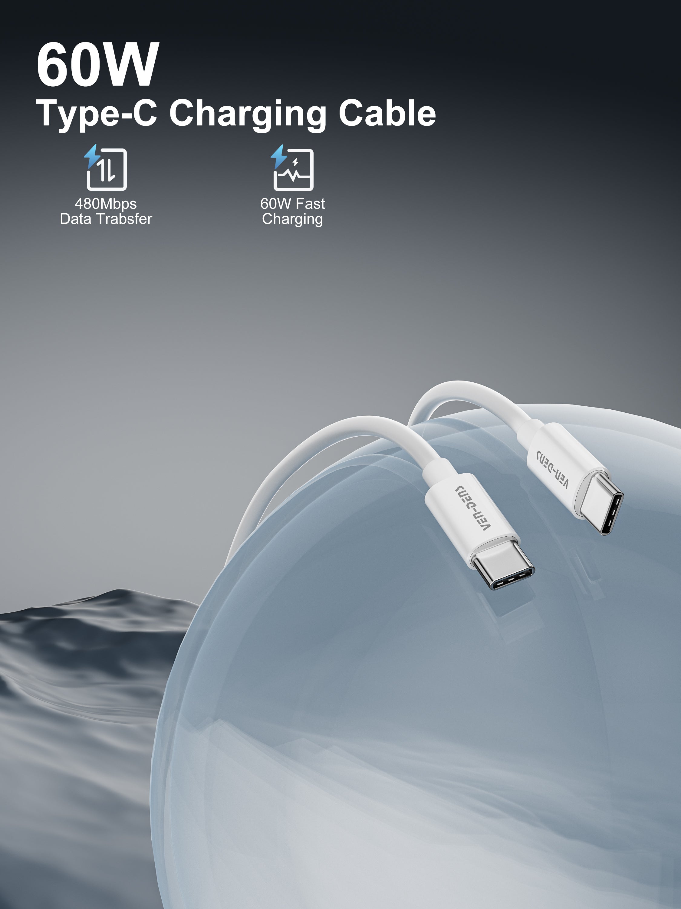 Cable USB-C a Lightning de silicona 27W | Carga rápida, suave y resistente（VEN-DENS DCP04)