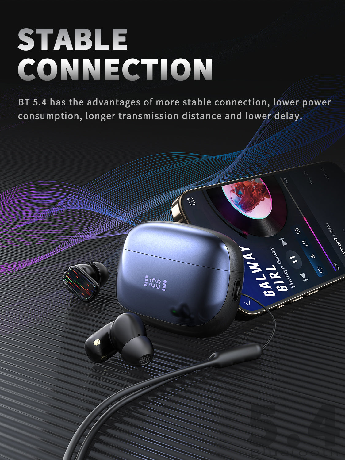 Auriculares Bluetooth con ANC y pantalla LED | Sonido premium y cancelación de ruido(VEN-DENS BT054)