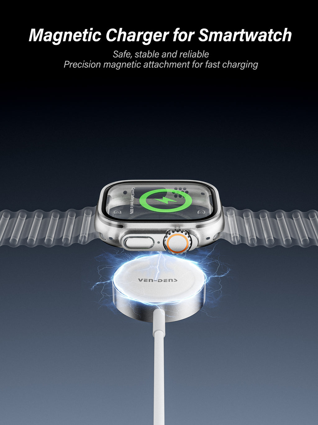 Wireless Cargador magnético para Apple Watch USB + USB-C 2 en 1(VEN-DENS WLC012)