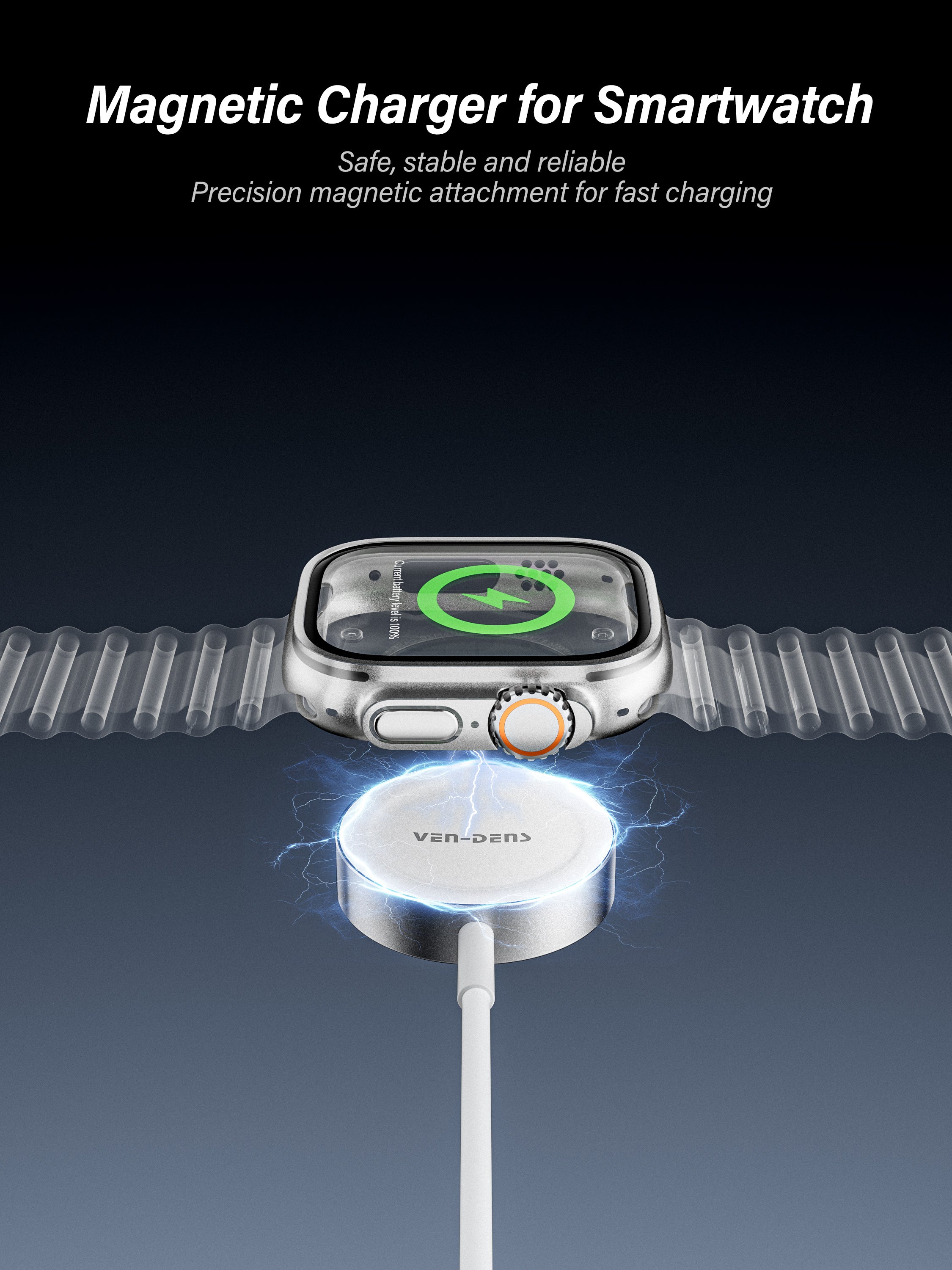 Wireless Cargador magnético para Apple Watch USB + USB-C 2 en 1(VEN-DENS WLC012)