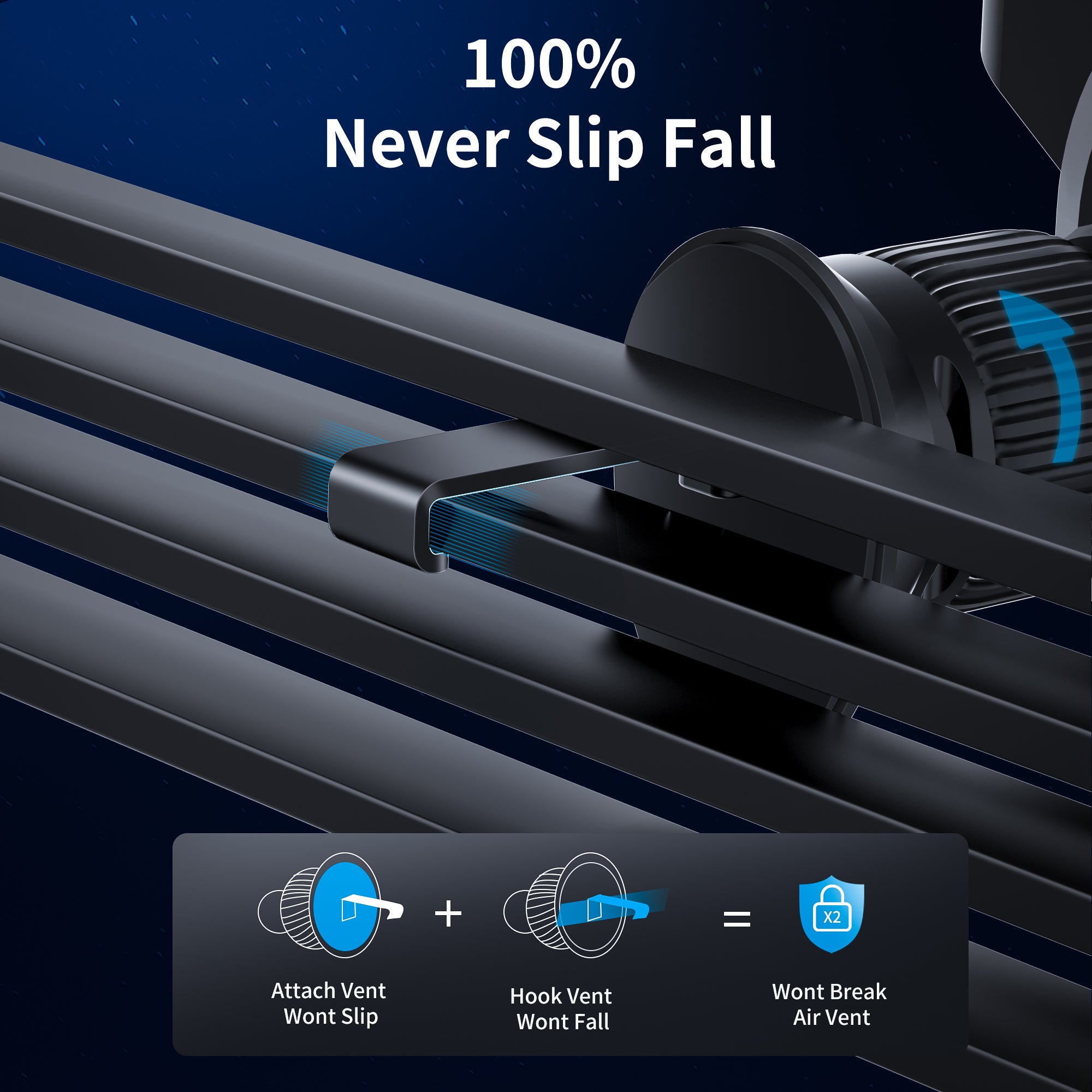Soporte móvil coche rejilla ventilación | Sujeción firme con pinza, rotación 360°, soporte universal（VEN-DENS HD020)
