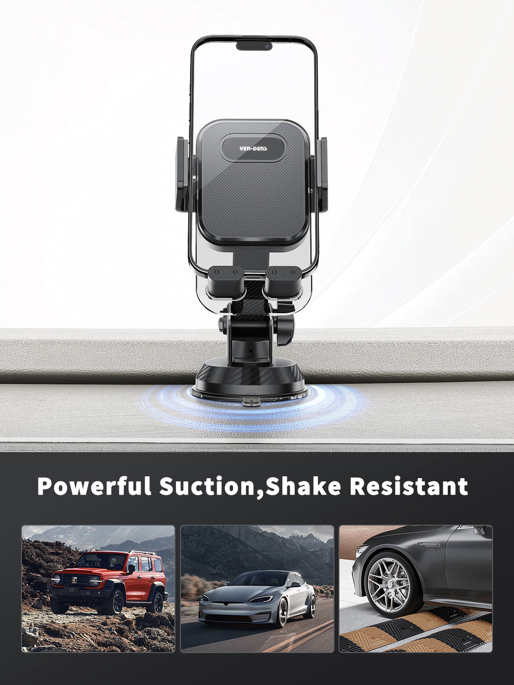Soporte móvil coche para salpicadero con brazo ajustable | Rotación 360°, base estable（VEN-DENS HD049)