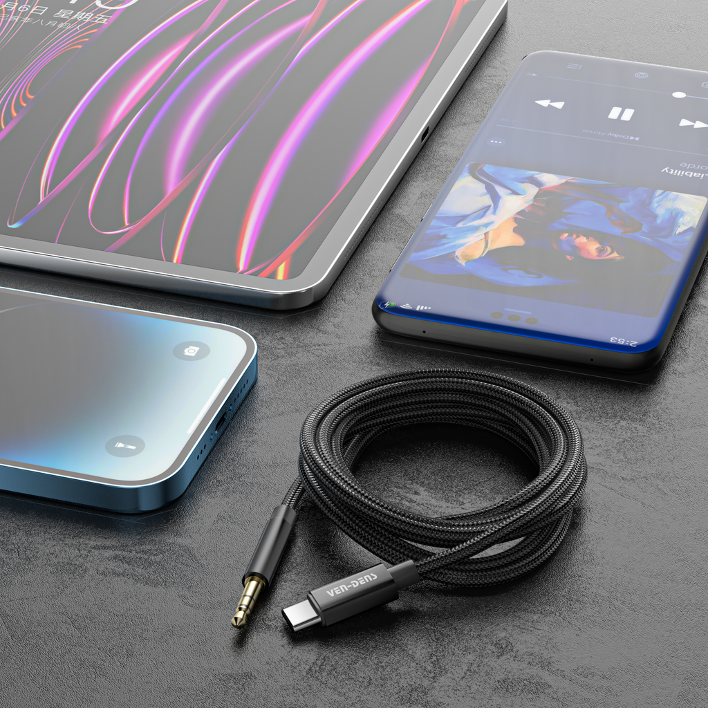 Cable USB-C a 3.5mm AUX 1m aluminio | sonido estéreo alta calidad（VEN-DENS AUX002)