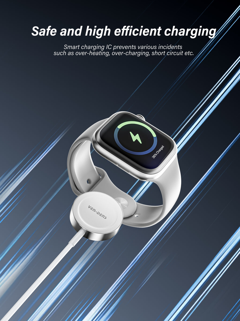 Wireless Cargador magnético para Apple Watch USB + USB-C 2 en 1(VEN-DENS WLC012)