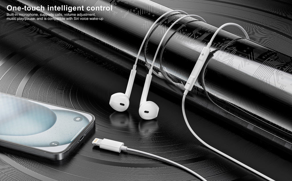 Auriculares con cable Lightning blancos sin Bluetooth| Para iPhone, cómodos y sin goma(VEN-DENS EAR025)