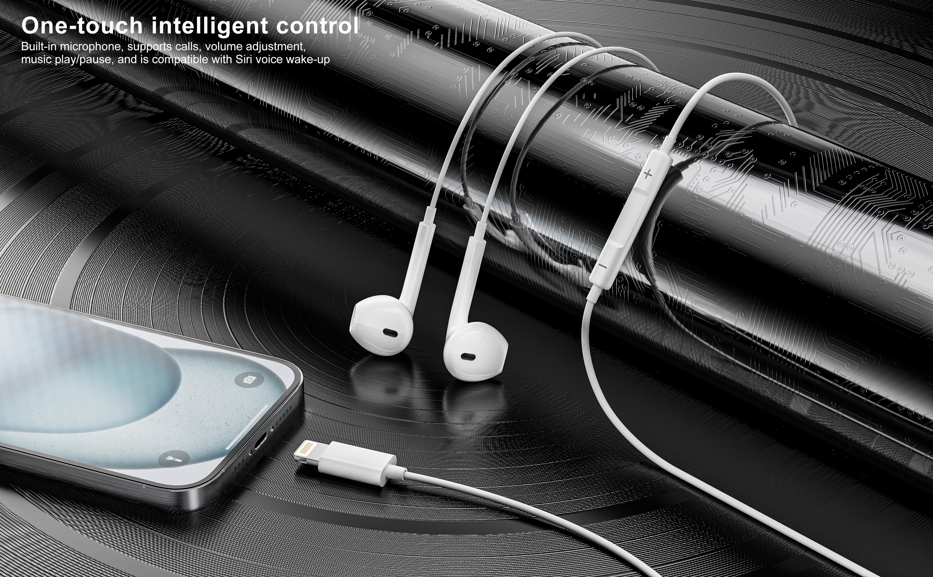 Auriculares con cable Lightning blancos sin Bluetooth| Para iPhone, cómodos y sin goma(VEN-DENS EAR025)