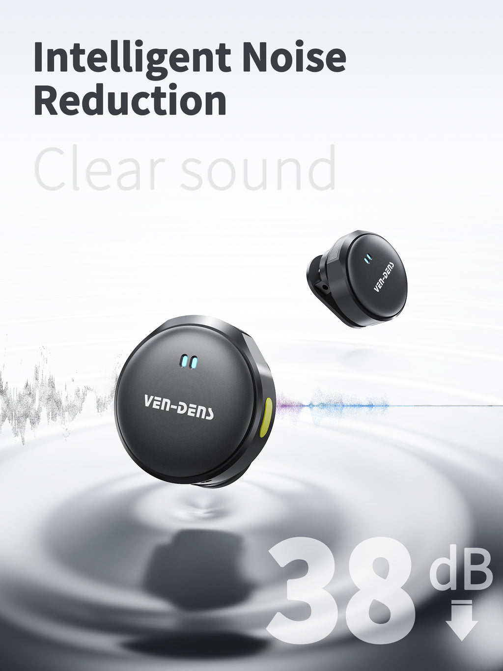 Micrófonos inalámbricos duales Bluetooth 5.2 con cancelación de ruido（VEN-DENS MIC025)