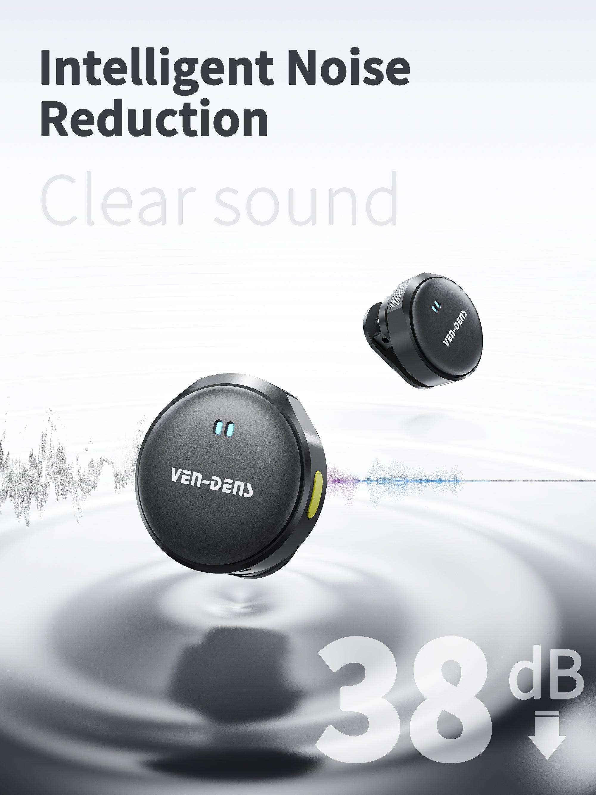 Micrófonos inalámbricos duales Bluetooth 5.2 con cancelación de ruido（VEN-DENS MIC025)