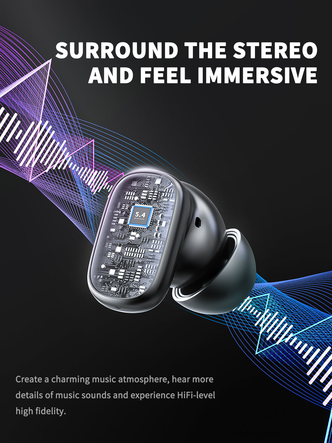 Auriculares Bluetooth con ANC y pantalla LED | Sonido premium y cancelación de ruido(VEN-DENS BT054)