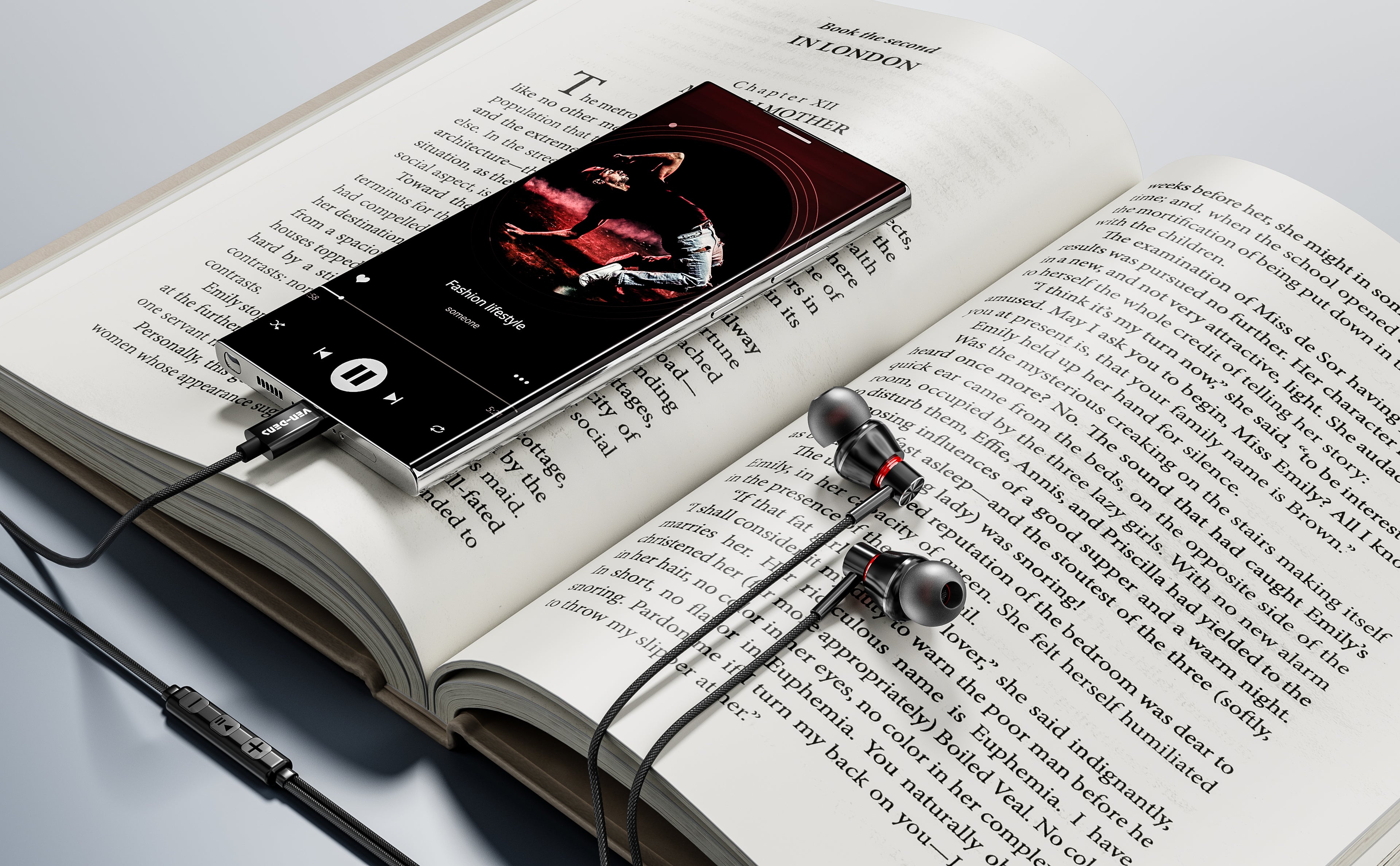 Auriculares Jack 3.5mm negros con goma y metálico | Sonido potente y alta calidad(VEN-DENS EAR021)