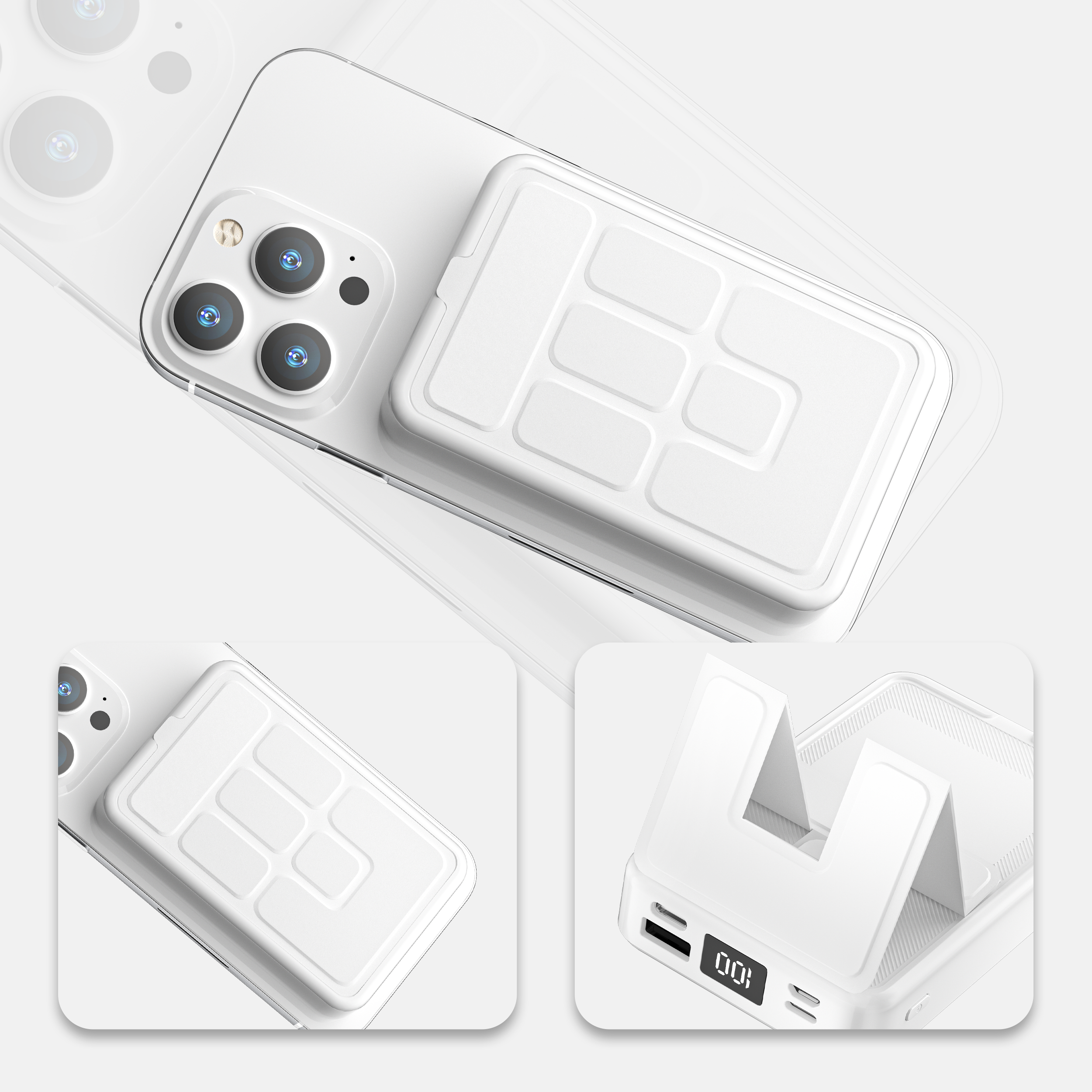 Power Bank Magnético 10000mAh 22.5W + 15W Inalámbrico | Pantalla digital, USB-C, soporte integrado（VEN-DENS PB031)