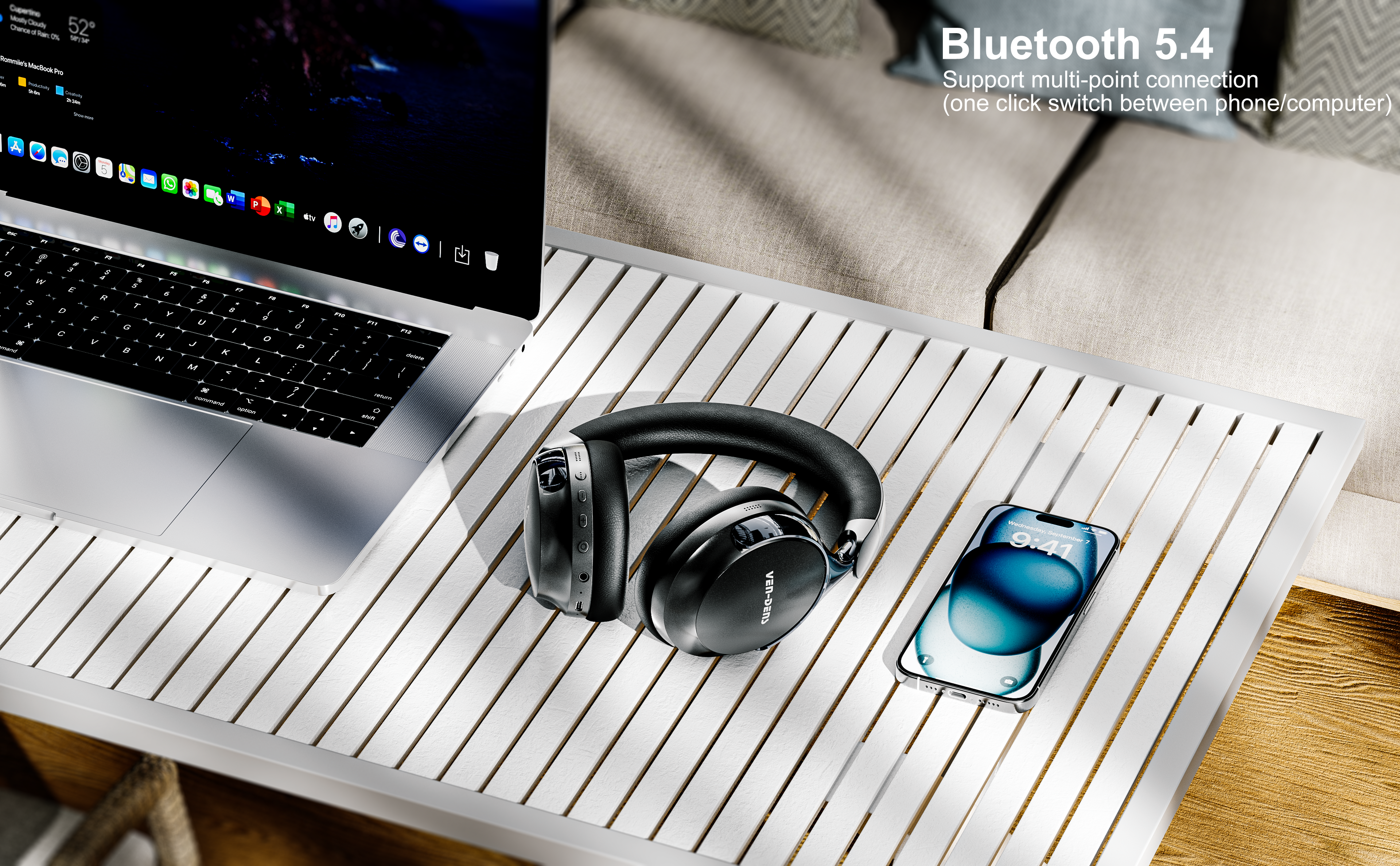 Auriculares Bluetooth de diadema con ANC | Sonido de alta calidad y cancelación de ruido (3 colores)(VEN-DENS HP016)