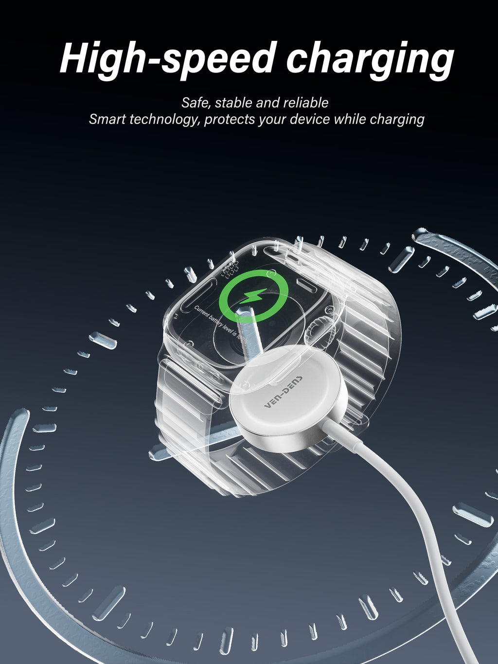 Wireless Cargador magnético para Apple Watch USB + USB-C 2 en 1(VEN-DENS WLC012)