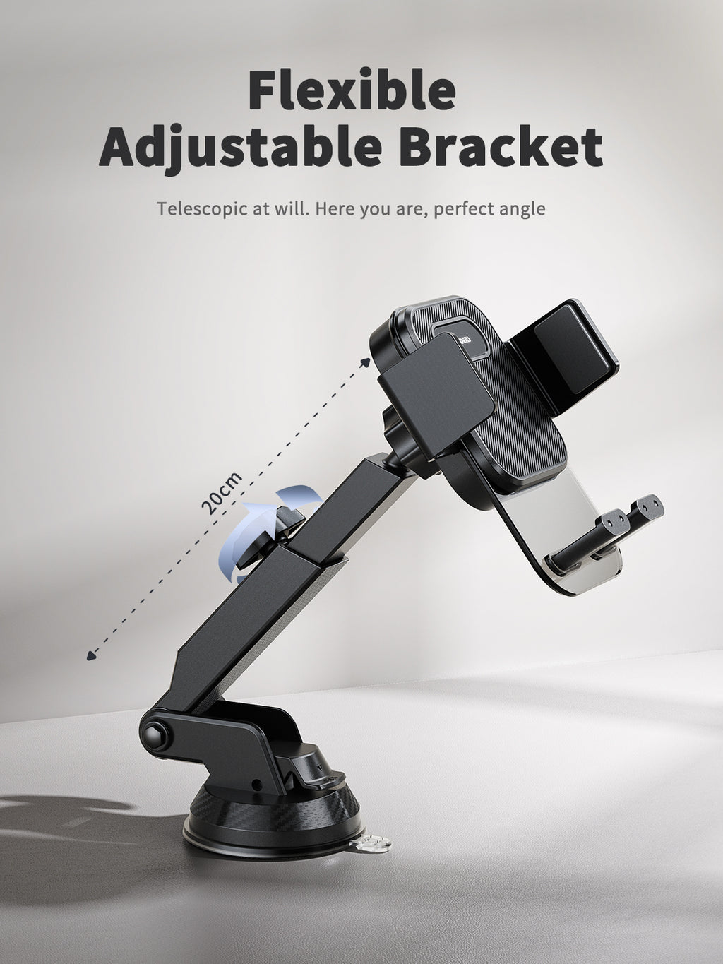 Soporte móvil coche para salpicadero con brazo ajustable | Rotación 360°, base estable（VEN-DENS HD049)