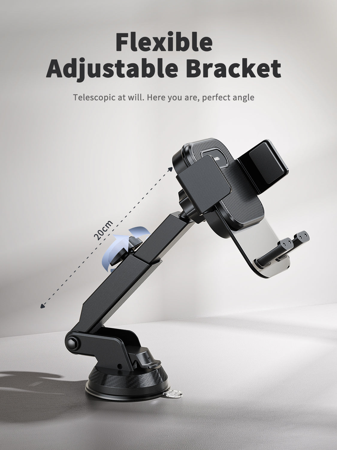 Soporte móvil coche para salpicadero con brazo ajustable | Rotación 360°, base estable（VEN-DENS HD049)