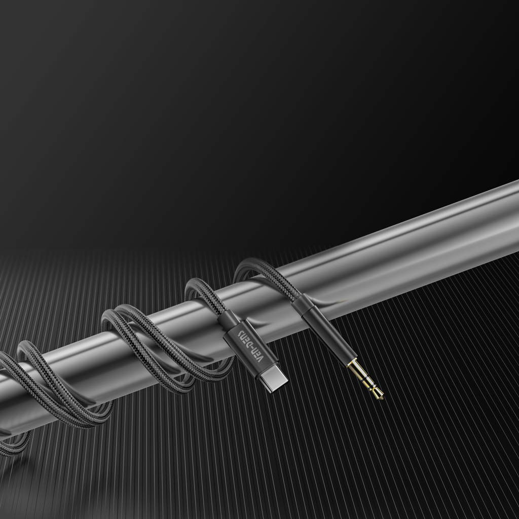 Cable USB-C a 3.5mm AUX 1m aluminio | sonido estéreo alta calidad（VEN-DENS AUX002)