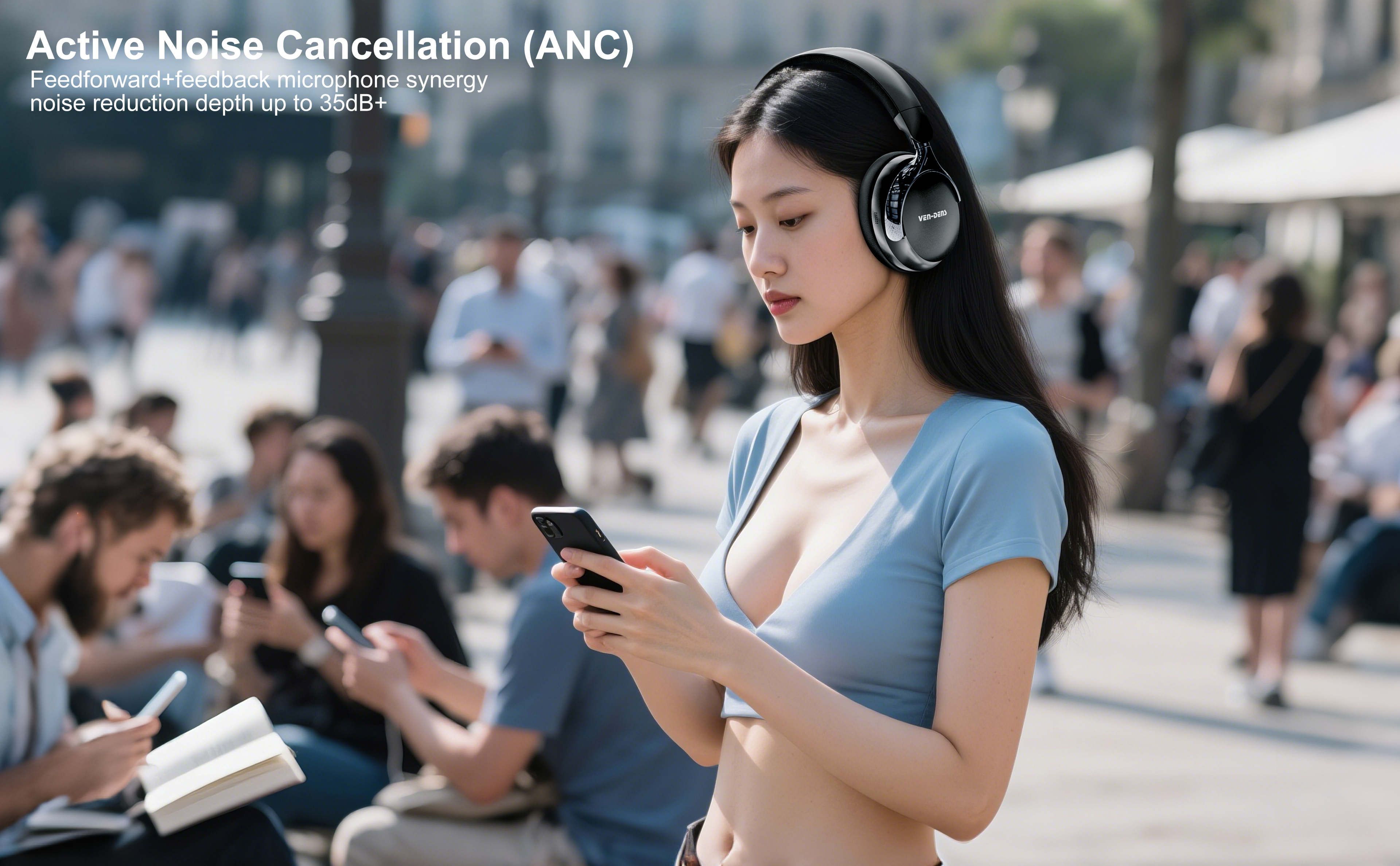 Auriculares Bluetooth de diadema con ANC | Sonido de alta calidad y cancelación de ruido (3 colores)(VEN-DENS HP016)