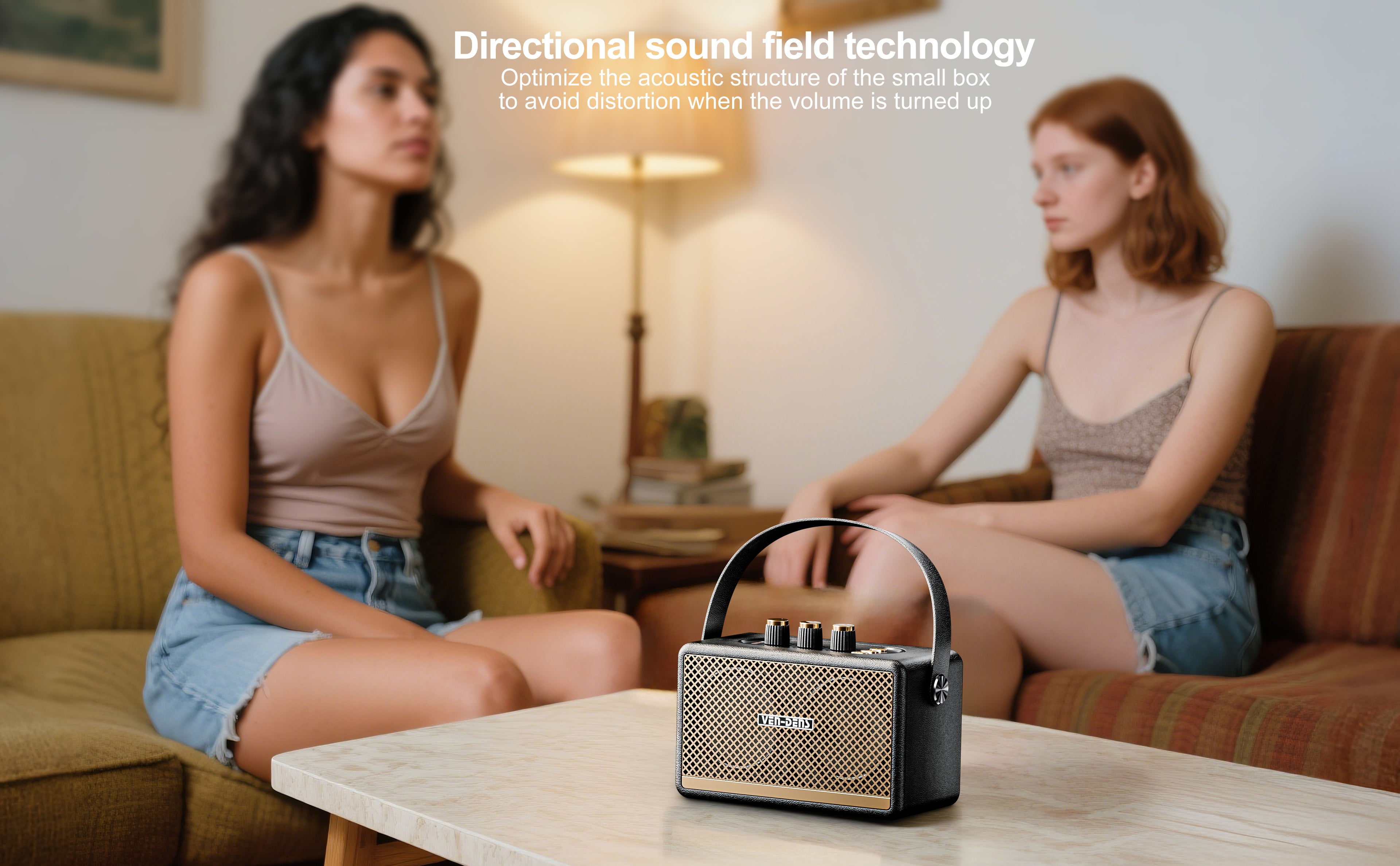 Altavoz portátil estilo retro con Bluetooth 5.3 y sonido potente 10W(VEN-DENS SPK011)