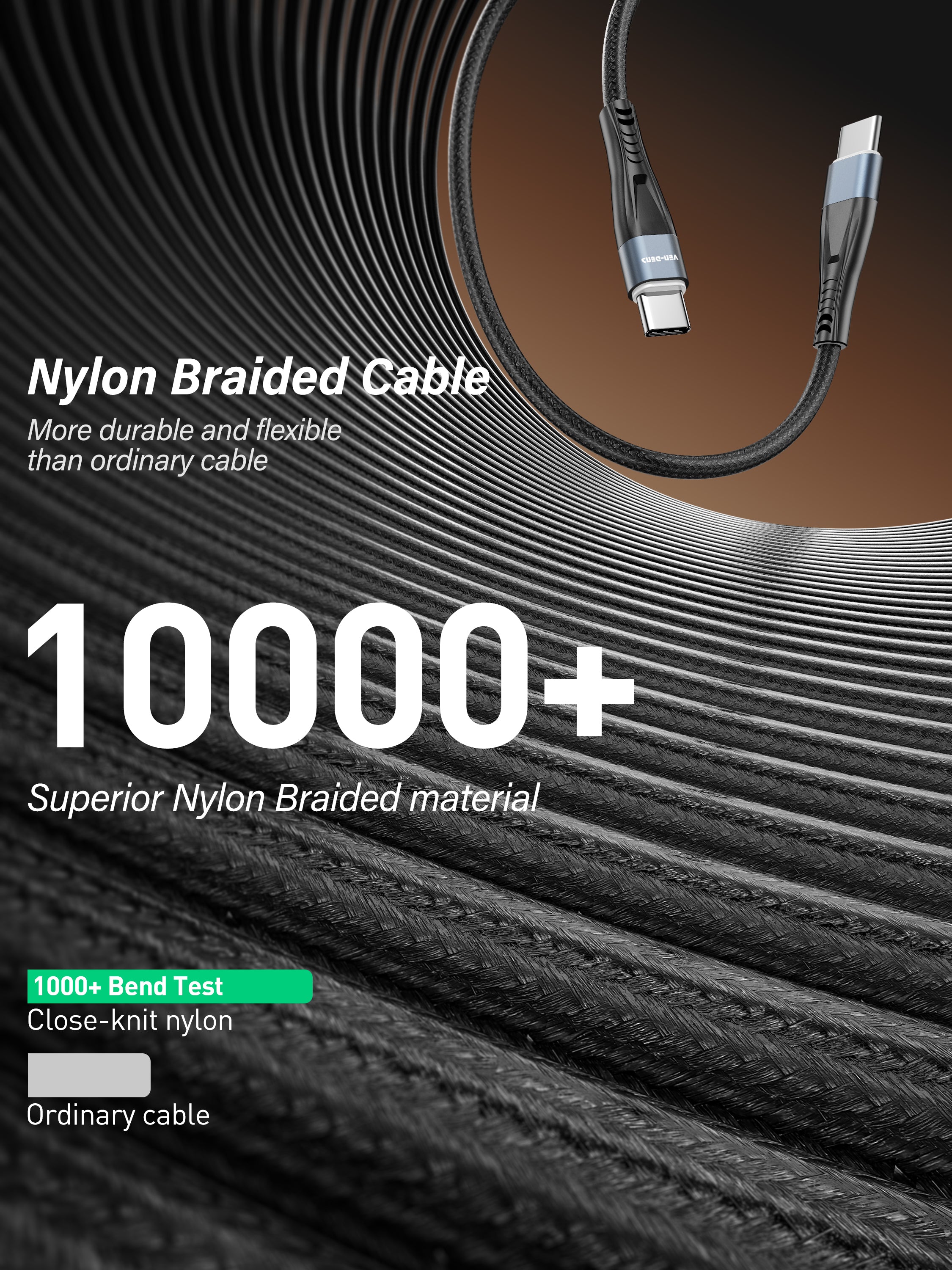 Cable USB a Lightning de carga | Nylon trenzado y conector de aluminio (VEN-DENS DC19L)