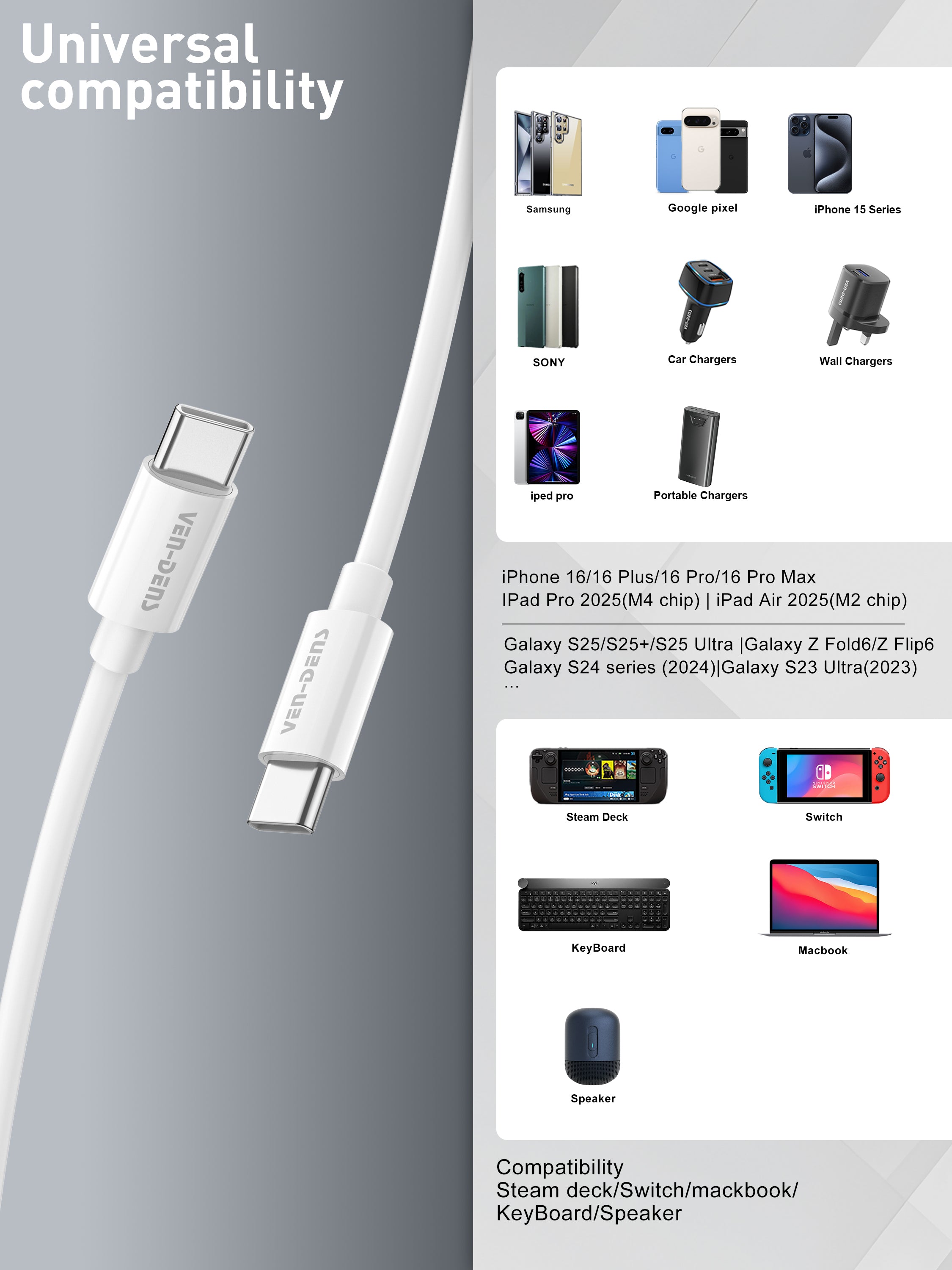 Cable USB-C a Lightning de silicona 27W | Carga rápida, suave y resistente（VEN-DENS DCP04)