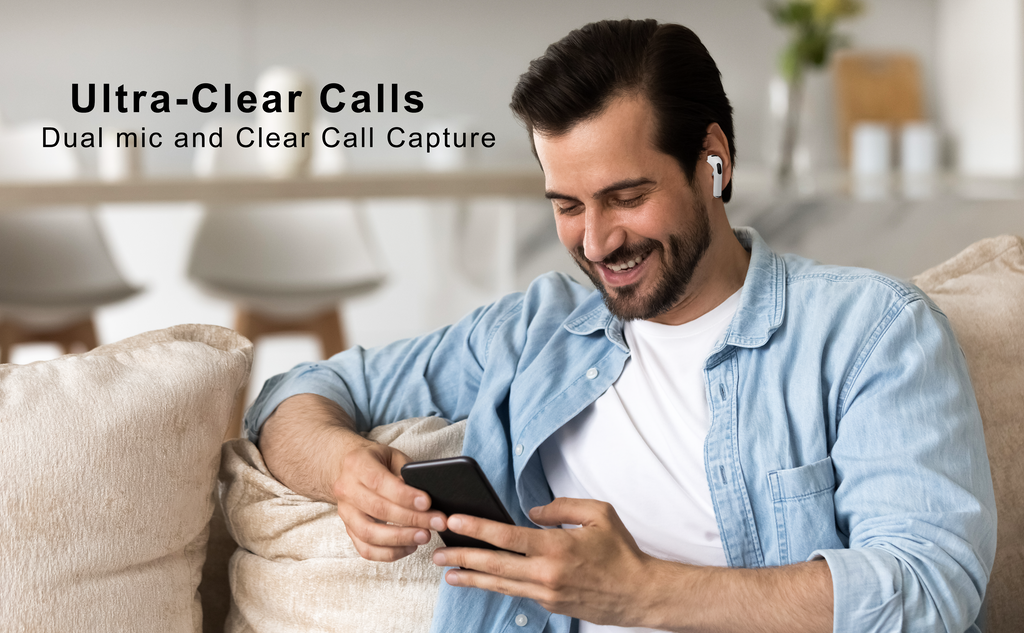 Auriculares Bluetooth blancos tipo AirPods sin goma | Diseño moderno y conexión estable(VEN-DENS BT021)