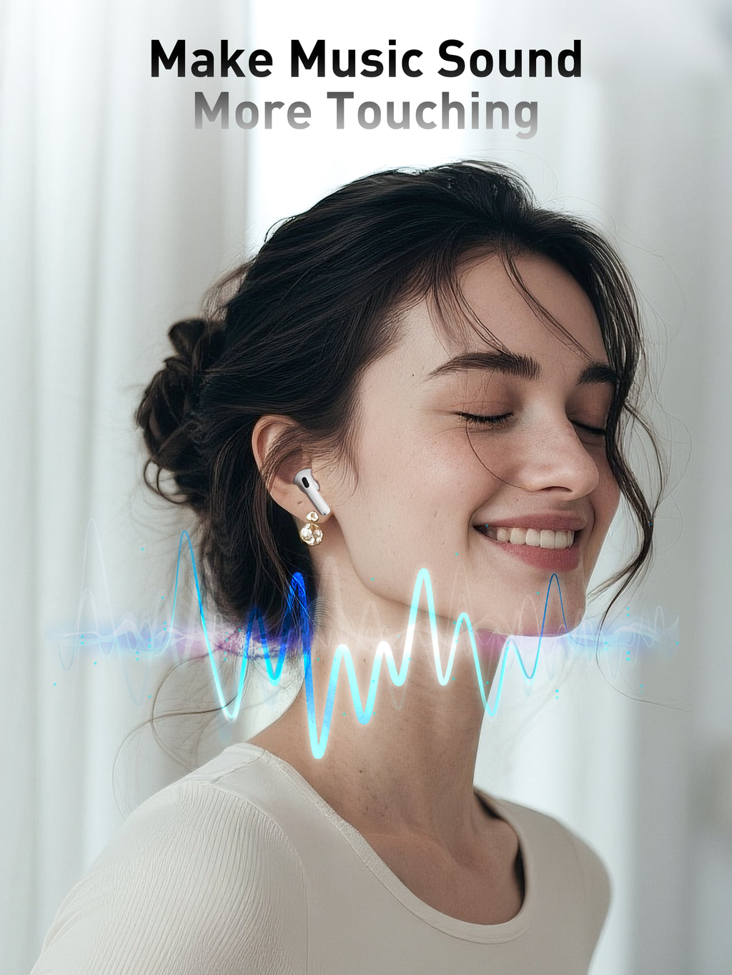 Auriculares Bluetooth blancos tipo AirPods sin goma | Diseño moderno y conexión estable(VEN-DENS BT043)