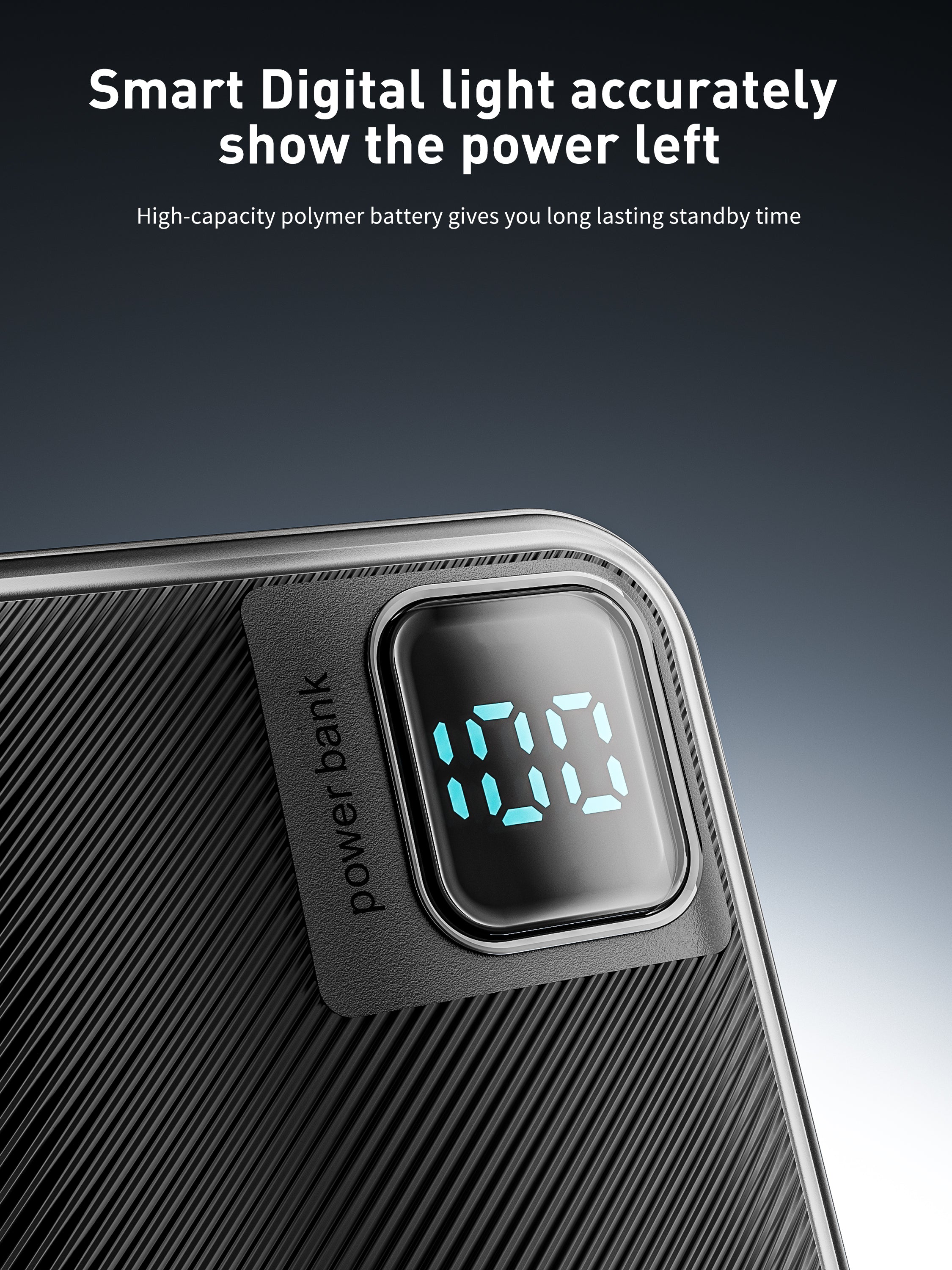Power Bank 10000mAh 22.5W carga rápida con 4 cables integrados | Batería externa con pantalla LED (Blanco/Negro)（VEN-DENS PB060)