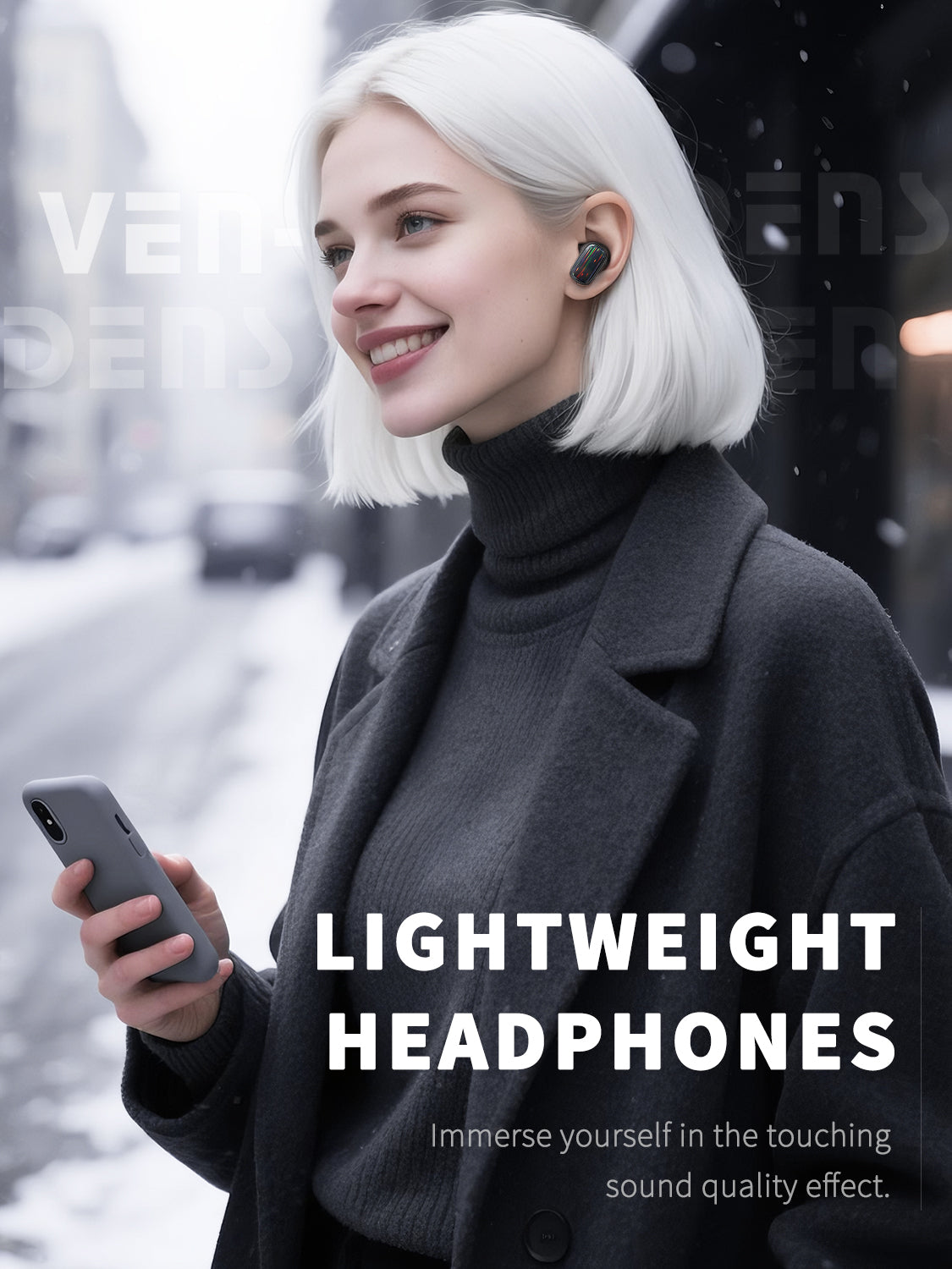 Auriculares Bluetooth con ANC y pantalla LED | Sonido premium y cancelación de ruido(VEN-DENS BT054)