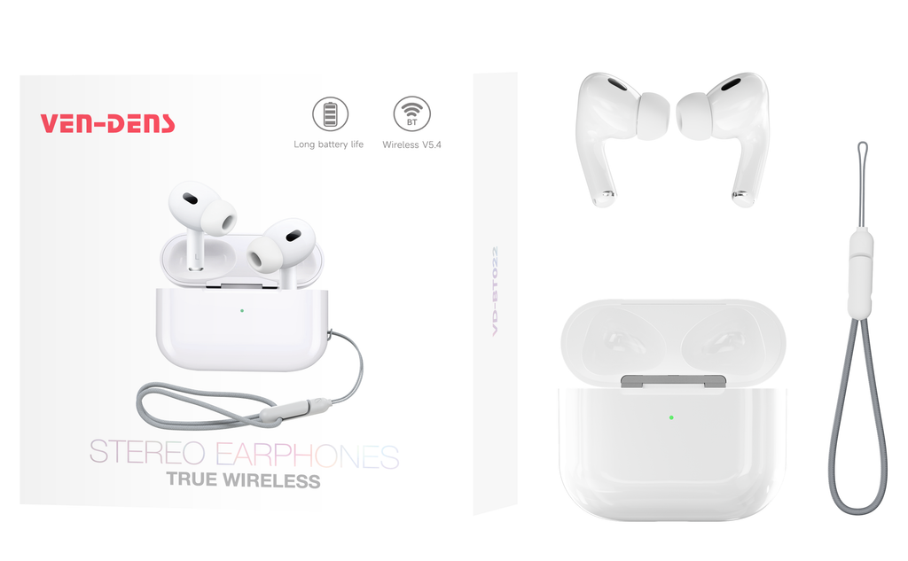 Auriculares Bluetooth blancos tipo AirPods | Diseño moderno y conexión estable（VEN-DENS BT022)