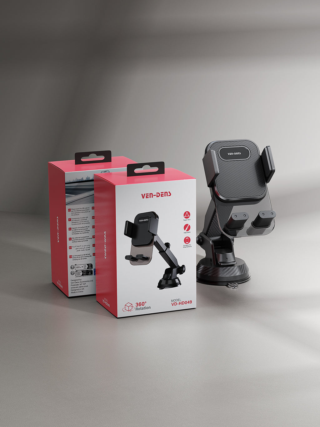 Soporte móvil coche para salpicadero con brazo ajustable | Rotación 360°, base estable（VEN-DENS HD049)