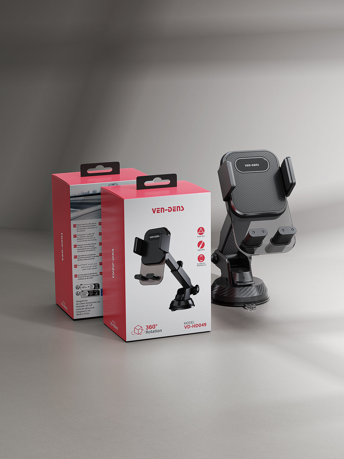 Soporte móvil coche para salpicadero con brazo ajustable | Rotación 360°, base estable（VEN-DENS HD049)