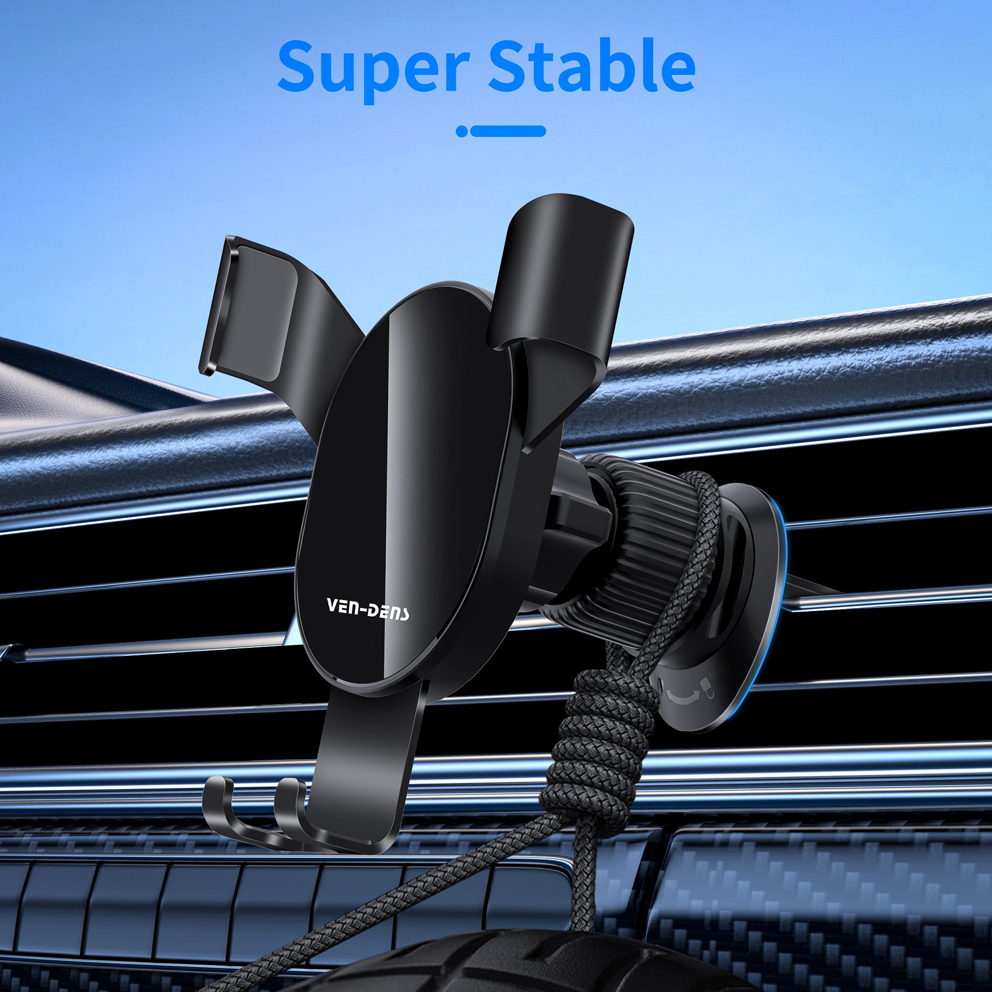 Soporte móvil coche rejilla ventilación | Sujeción firme con pinza, rotación 360°, soporte universal（VEN-DENS HD020)