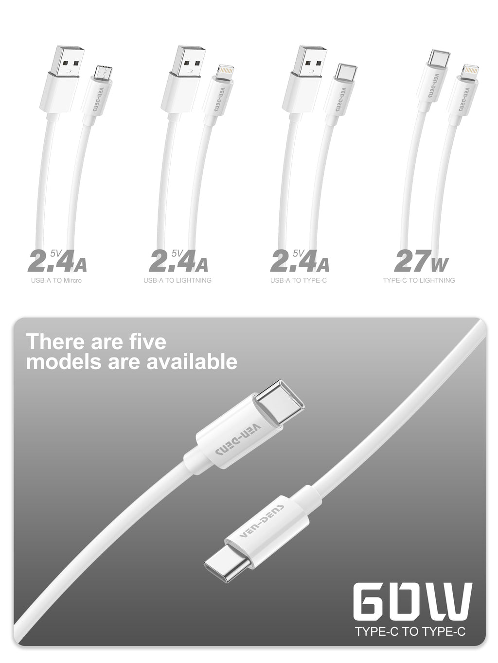 Cable USB-C a Lightning de silicona 27W | Carga rápida, suave y resistente（VEN-DENS DCP04)