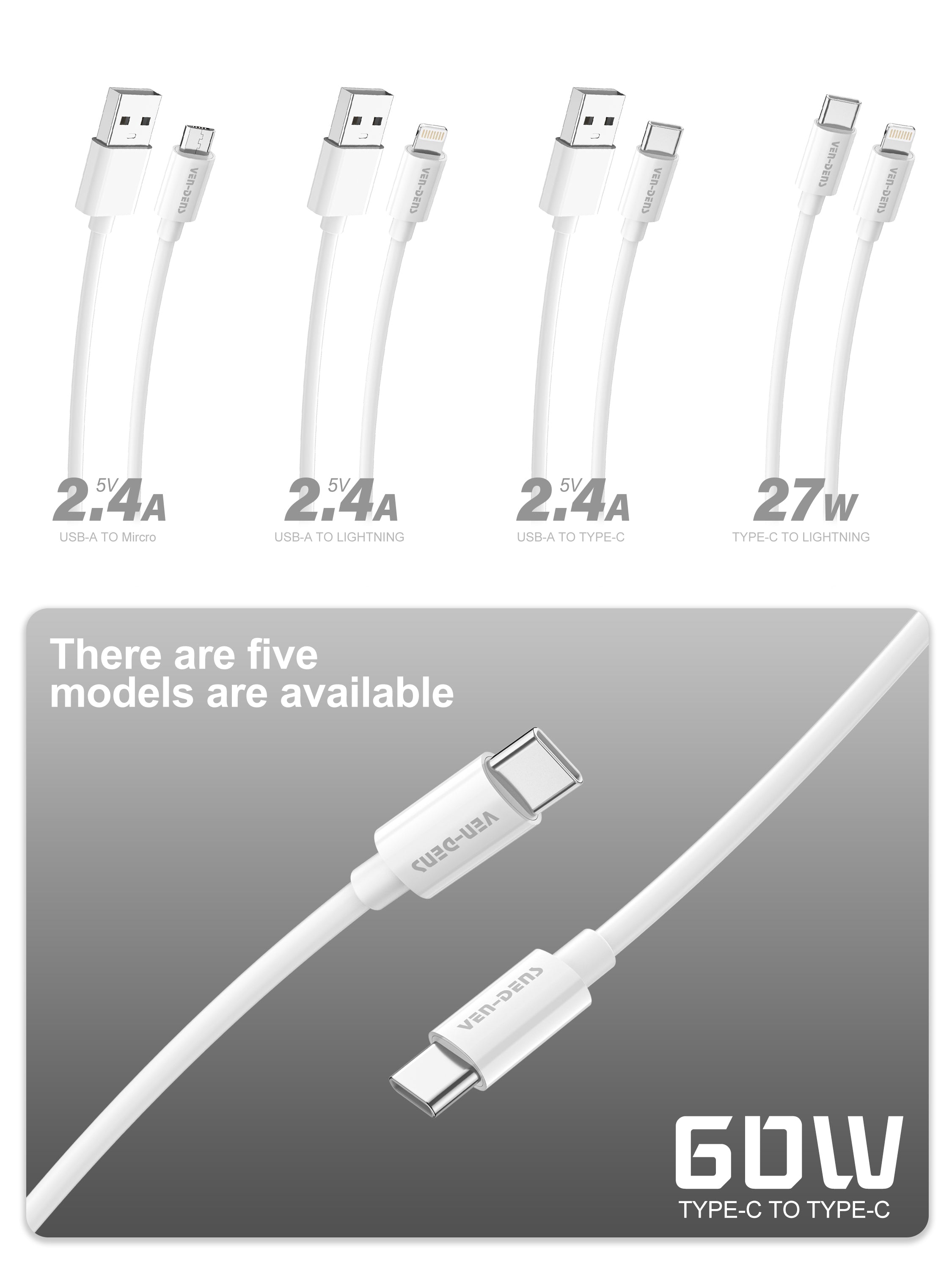 Cable USB-C a Lightning de silicona 27W | Carga rápida, suave y resistente（VEN-DENS DCP04)